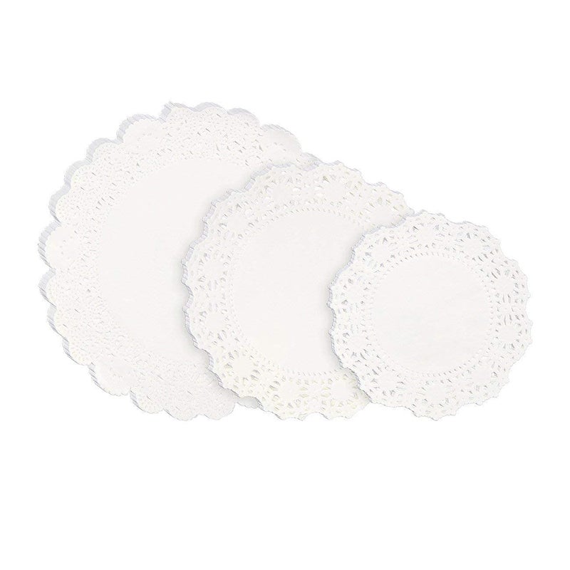 Kunya 3 Size 455575 Lace Doilies Paper 300Piece Round Decorative Paper Placemats Bulk for Cake Desert Wedding Tableware Decoration 3 Assorted Sizes - Image 1