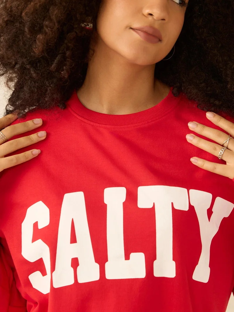 OUTZIDR Red Typographic Sweatshirt