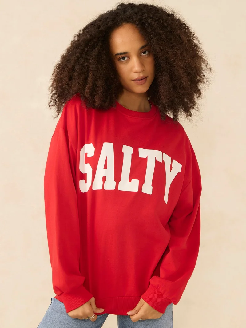 OUTZIDR Red Typographic Sweatshirt