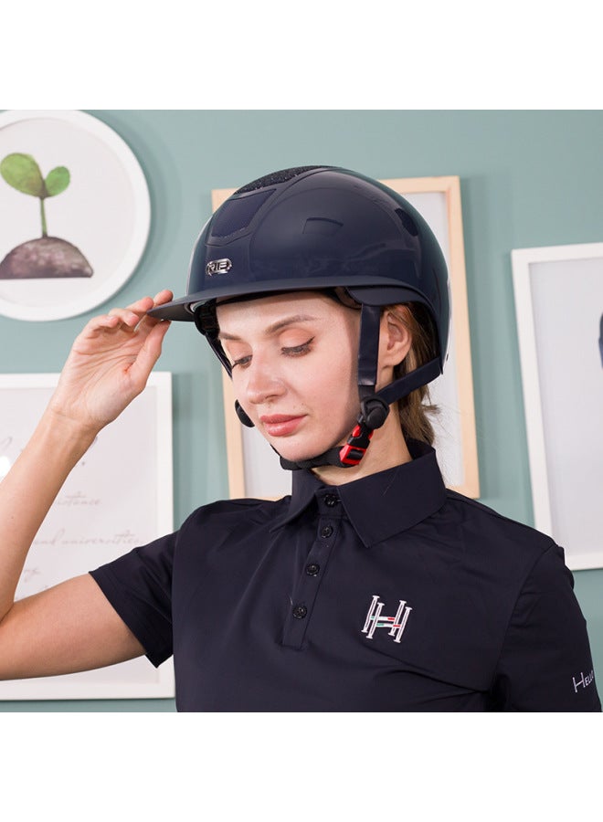 Standard Brim Danube Blue Rif Equestrian Helmet Women's Summer Riding Helmet Equestrian Hat Large Brim Professional Rider Safety Protective Equipment