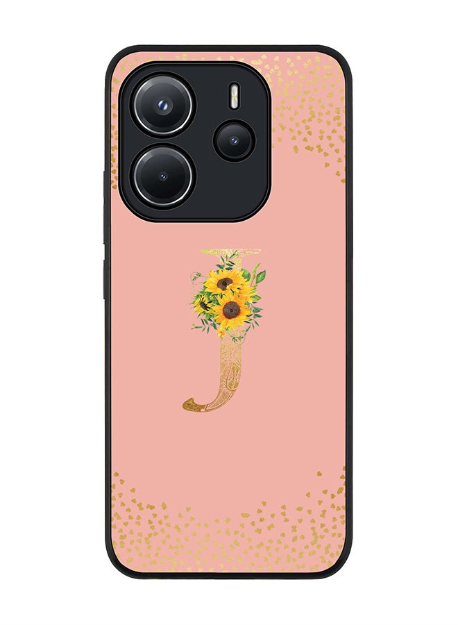Stylizedd For Xiaomi Redmi Note 14 4G 4G Case,Slim fit Camera Protection, Shockproof Thin Phone cover  - Custom Floral Monogram - J  (Rose Pink ) - Image 1