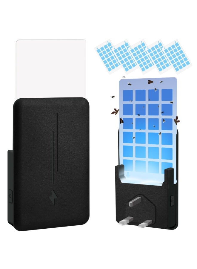 ياكيتر مصيدة حشرات الذباب مع بطاقات لاصقة 5 قطع ، يلتقط صائد البعوض الداخلي الذباب المنزلي ، وذباب الفاكهة ، والبعوض ، وقاتل العث الإضافي مع ضوء ليلي لمنزل خال من الطنين (أسود) - Image 1