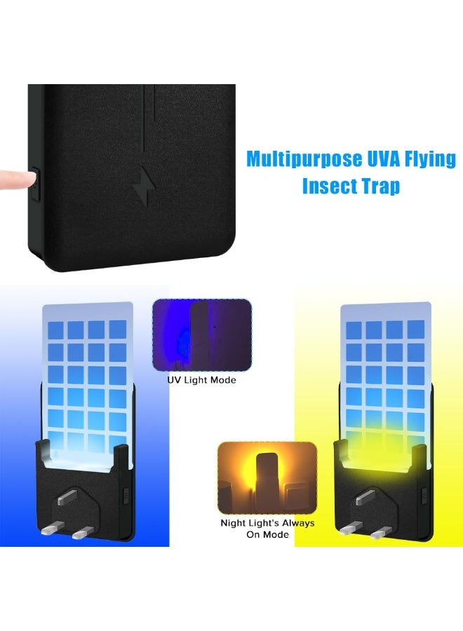ياكيتر مصيدة حشرات الذباب مع بطاقات لاصقة 5 قطع ، يلتقط صائد البعوض الداخلي الذباب المنزلي ، وذباب الفاكهة ، والبعوض ، وقاتل العث الإضافي مع ضوء ليلي لمنزل خال من الطنين (أسود) - Image 3