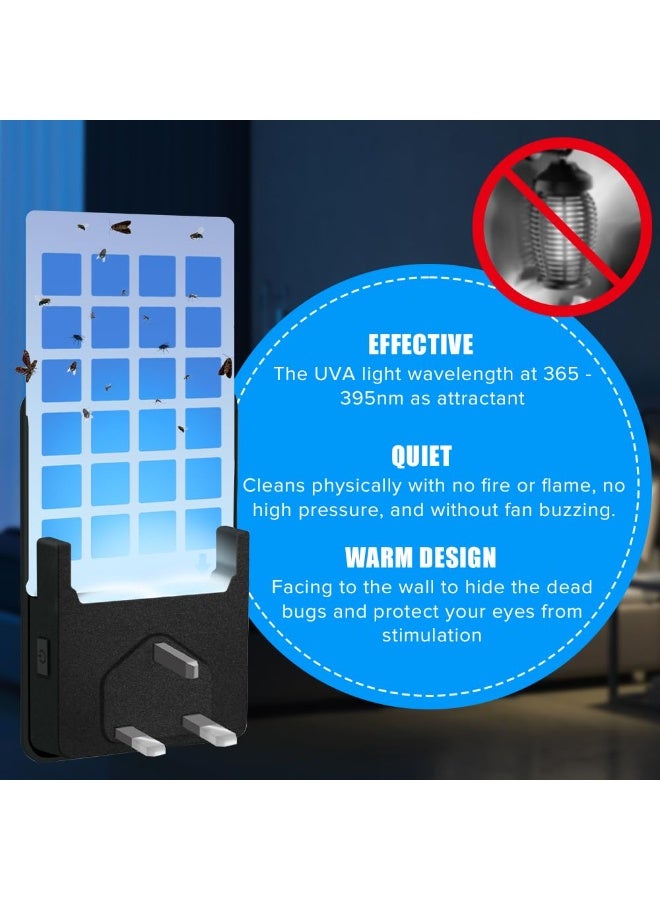 ياكيتر مصيدة حشرات الذباب مع بطاقات لاصقة 5 قطع ، يلتقط صائد البعوض الداخلي الذباب المنزلي ، وذباب الفاكهة ، والبعوض ، وقاتل العث الإضافي مع ضوء ليلي لمنزل خال من الطنين (أسود) - Image 4