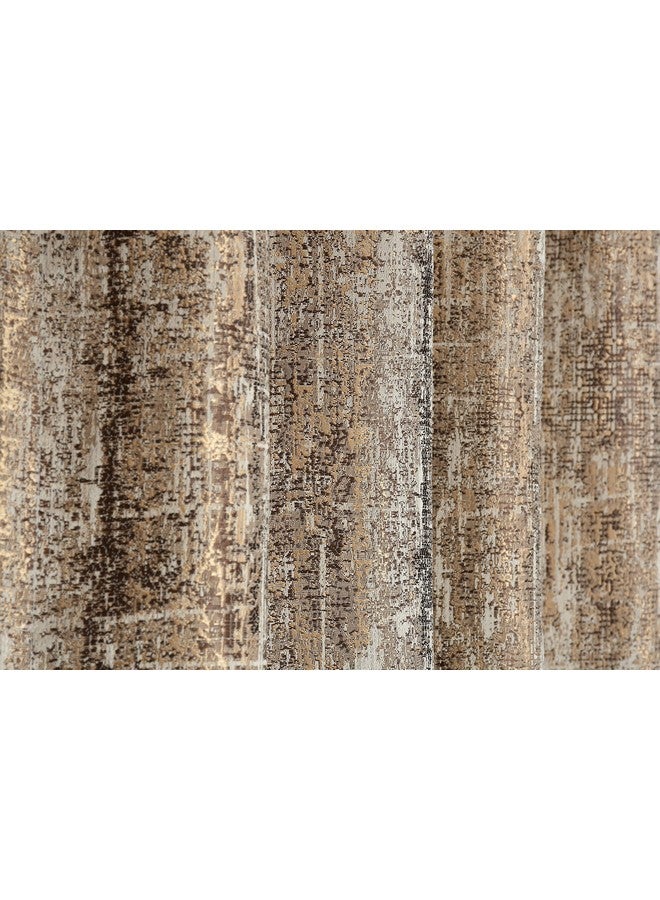 Purav Light Textured Design Jacquard Blackout Jute Curtains for Door 7 Feet Living Room Bedroom, Coffee - Set of 2 - Image 4