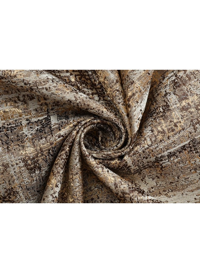 Purav Light Textured Design Jacquard Blackout Jute Curtains for Door 7 Feet Living Room Bedroom, Coffee - Set of 2 - Image 3