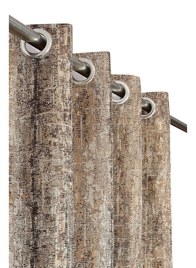 Purav Light Textured Design Jacquard Blackout Jute Curtains for Door 7 Feet Living Room Bedroom, Coffee - Set of 2 - Image 5