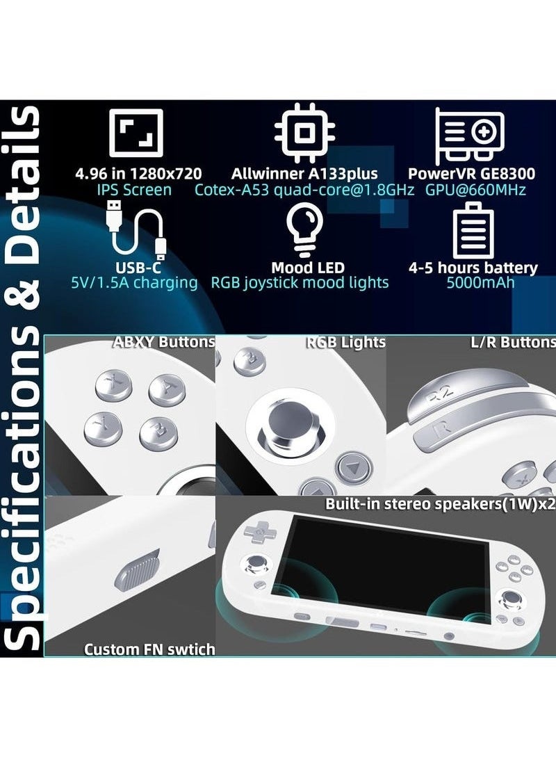 Generic - Trimui Smart Pro 5-inch Handheld Game Console Preinstalled Emulator System 128GB (White) - Image 1