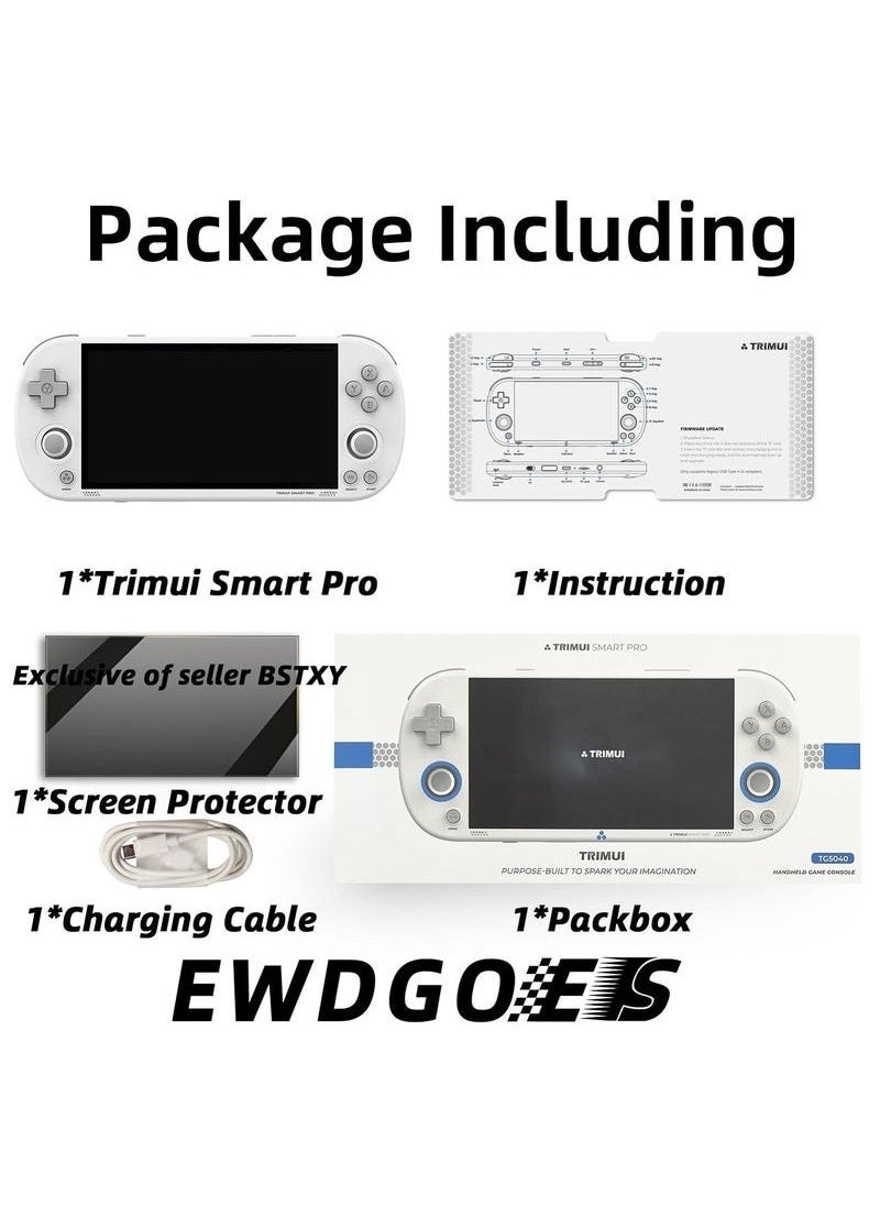 Generic - Trimui Smart Pro 5-inch Handheld Game Console Preinstalled Emulator System 128GB (White) - Image 1
