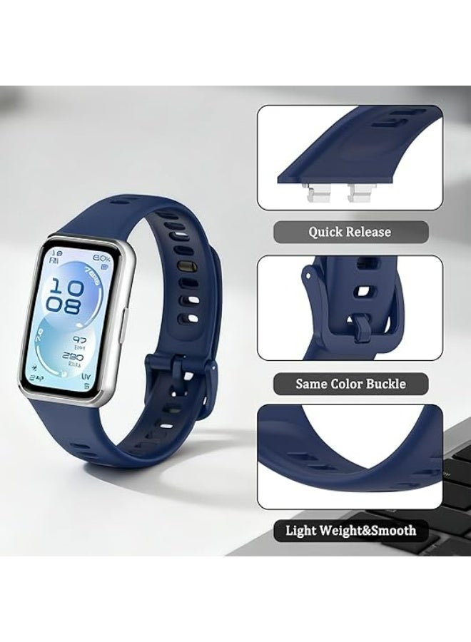 OLYSON 2-Pack TPU Sport Watch Band for Huawei Band 11 / Band 11 Pro, Soft Silicone Breathable Waterproof Replacement Strap, Deep Blue + Black - Image 2