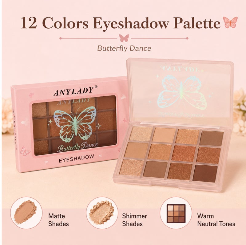 Me Now 12 Colors Nude Eyeshadow Palette Matte Shimmer Brown Eye Shadow Makeup Kit Compact Warm Neutral Palette for Daily Eye Makeup and Travel 01 - Image 2