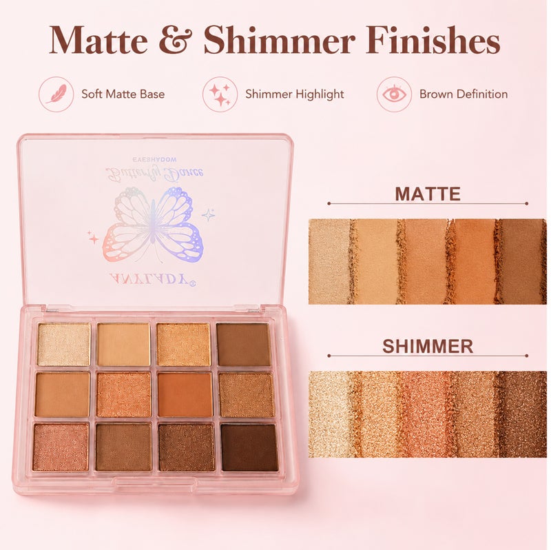 Me Now 12 Colors Nude Eyeshadow Palette Matte Shimmer Brown Eye Shadow Makeup Kit Compact Warm Neutral Palette for Daily Eye Makeup and Travel 01 - Image 4