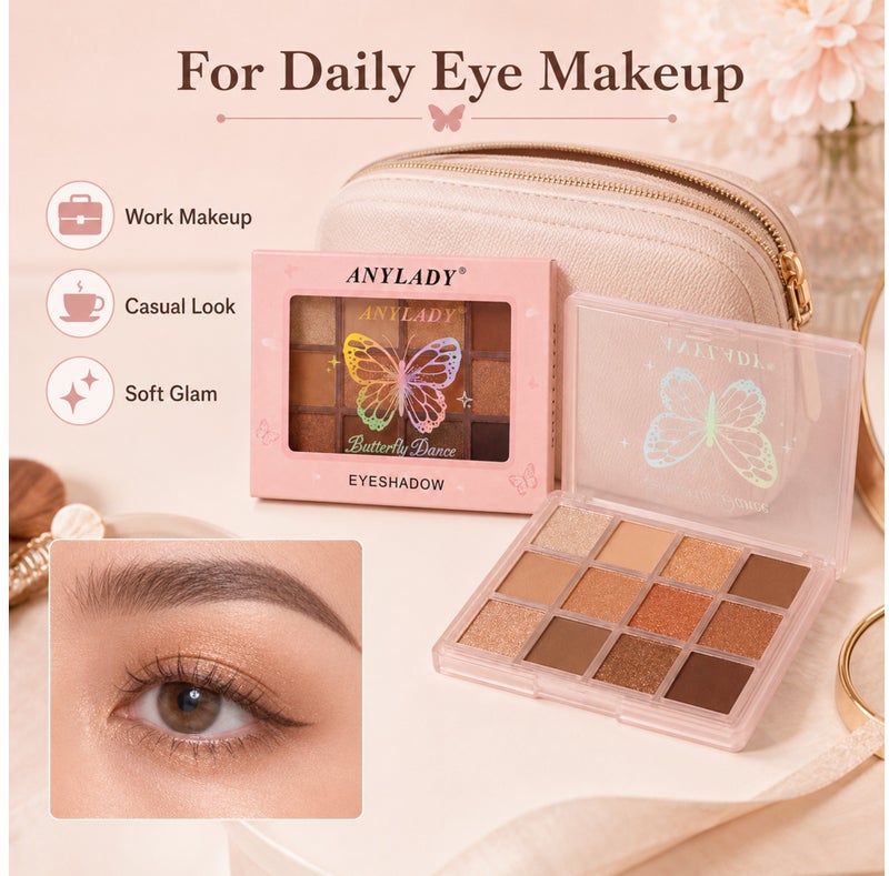 Me Now 12 Colors Nude Eyeshadow Palette Matte Shimmer Brown Eye Shadow Makeup Kit Compact Warm Neutral Palette for Daily Eye Makeup and Travel 01 - Image 5