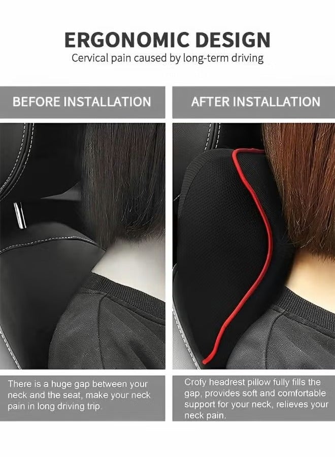 MHD Car Neck Pillow,Softness Car Headrest Pillow,Car Neck Support Pillow for Neck Pain Relief When Driving,Headrest Pillow for Car Seat,Memory Foam and Breathable Removable Car Neck Pillow,Car Interior  - Image 3