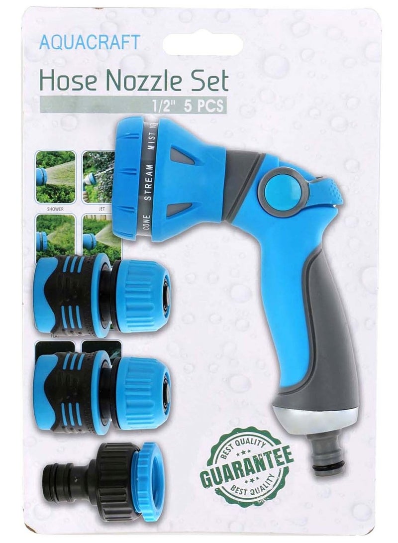AQUA CRAFT Hose Nozzle Set 5 Pcs Blue And Black Abs 1/2" - Image 1