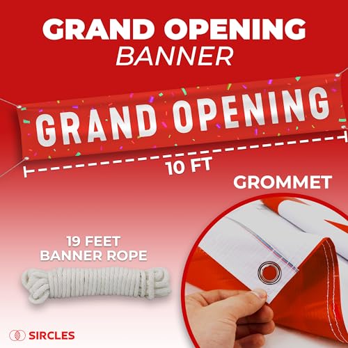 SIRCLES Grand Opening Ribbon Cutting Ceremony Kit - 25" Giant Scissors, 5yd of 4" Wide Ribbon, 10ft Banner, 8 Red & 8 White Balloons, 19 ft Banner Rope, 2 Rolls Balloon Ribbon - Grand Opening Kit - Image 3