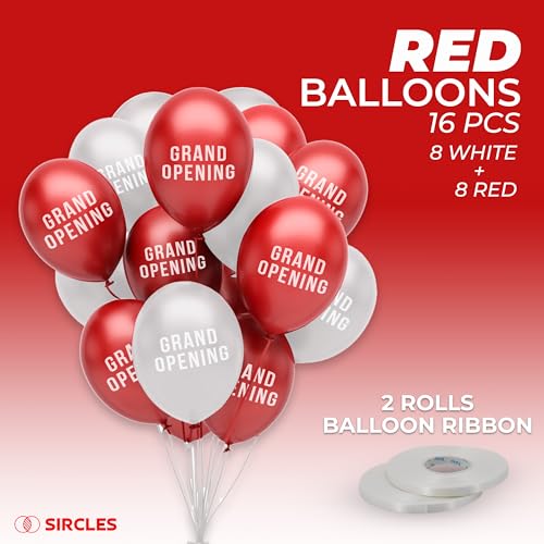 SIRCLES Grand Opening Ribbon Cutting Ceremony Kit - 25" Giant Scissors, 5yd of 4" Wide Ribbon, 10ft Banner, 8 Red & 8 White Balloons, 19 ft Banner Rope, 2 Rolls Balloon Ribbon - Grand Opening Kit - Image 4