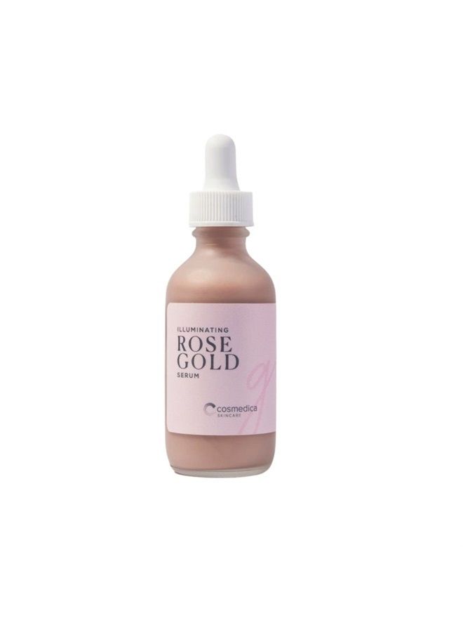 Cosmedica Skincare Illuminating Rose Gold Facial Serum Elixir with hydrating Aloe and Hyaluronic Acid for a light highlighting Primer - Natural makeup or no makeup look with dewy finish (2 oz.)  - Image 2