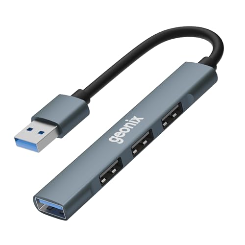 Geonix Befit UH4 4-in-1 Hub Multiport Adapter, Type A Converter, 4 USB Multi-Port Hub with Aluminium Shell, 1 x USB 3.0 & 3 x USB 2.0 for PC, Laptop, Pojector, TV - Image 1