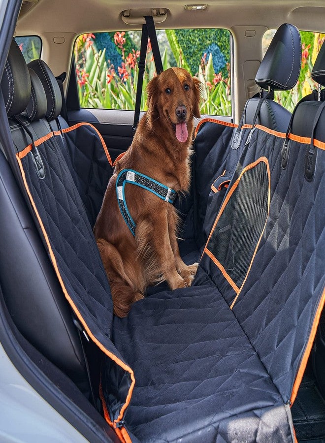 CHANCCI Dog Car Seat Cover for Back Seat, Waterproof Dog Seat Cover Pet Car Hammock with Mesh Window, Nonslip Bench Seat Cover Cargo Liner Protector with Dog Seatbelt for Cars, Trucks, SUVs - Image 1