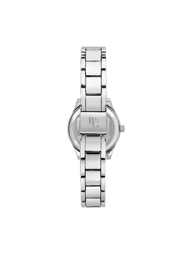 B&G Women's White Round Analog Dial with Silver Stainless Steel Band Watch - 28mm - R3853241527 - Image 4