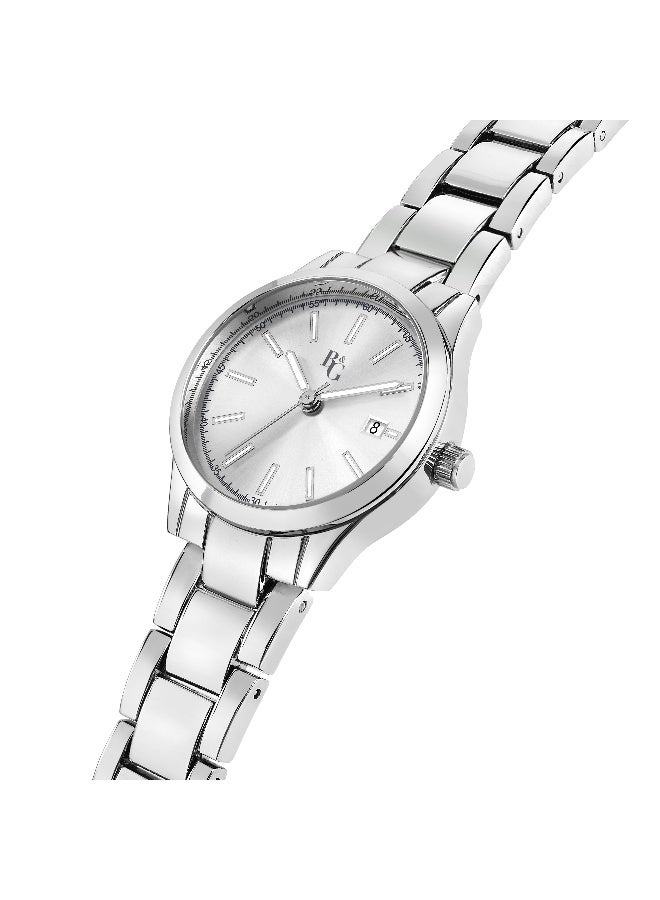 B&G Women's White Round Analog Dial with Silver Stainless Steel Band Watch - 28mm - R3853241527 - Image 2