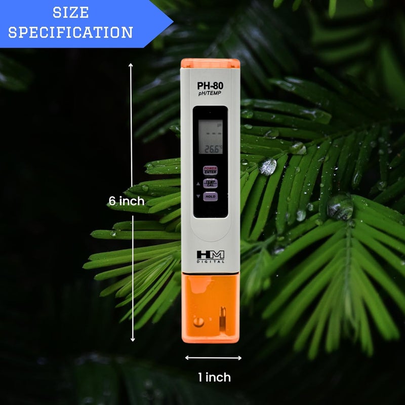 إتش إم ديجيتال جهاز قياس الرقم الهيدروجيني ودرجة الحرارة الرقمي HM Digital HMPH80 HMDPHM80، نطاق pH من 0 إلى 14، دقة 1 pH، دقة قراءة 2%، لون أرجواني - Image 3