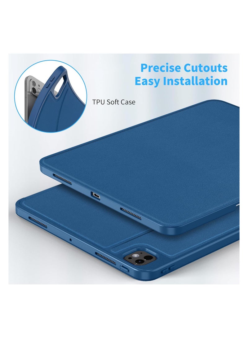 Compatible with iPad Pro 13 Inch Case 2024 M4 with Pencil Holder, Soft TPU Back Cover for iPad 13 Pro Case, Trifold Stand, Support Pencil Pro and Pencil (USB-C), Auto Wake/Sleep, Navy - Image 3