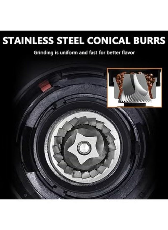 VOGMAX Electric Conical Burr Coffee Bean Grinder with 25 Precise Settings, Touchscreen Adjustable Electric Burr Mill with LED Screen & Anti-static Device for Espresso Drip and French Press-Black - Image 5