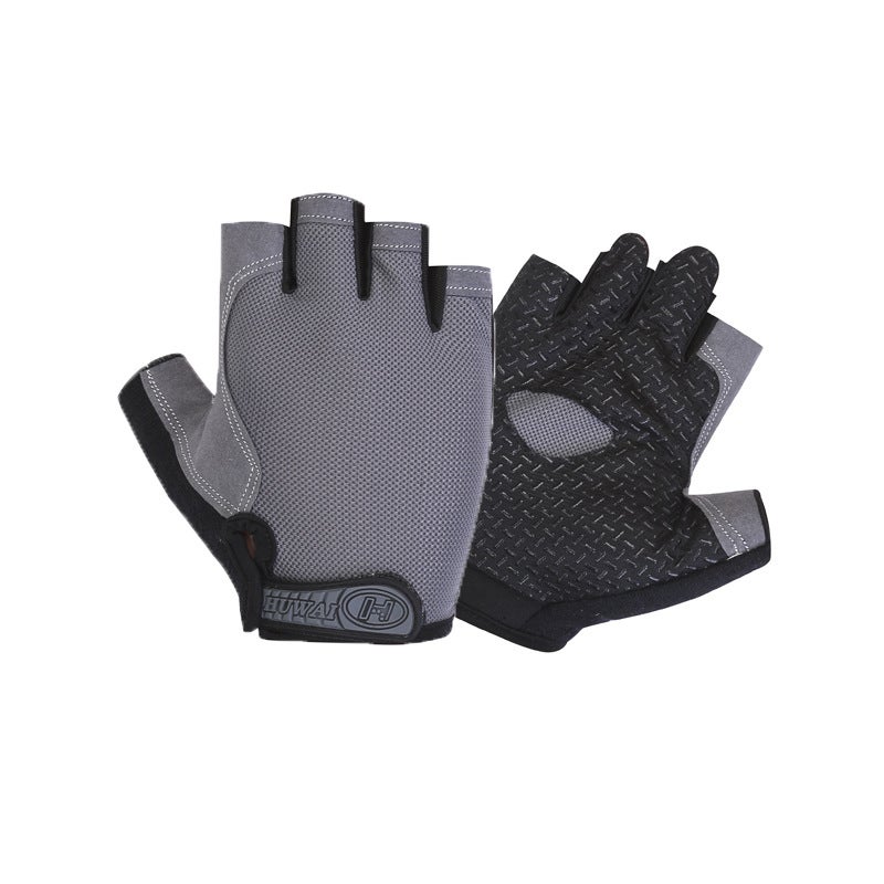 Summer Gym Gloves Breathable Half-Finger Sportswear Plain Gray 