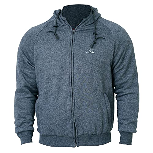 ChoCho Track Motorcycle CE Armored Motorbike Hoodie Protective Fleece Zip up Jacket Lined Black Gray (Small, Gray) - Image 1