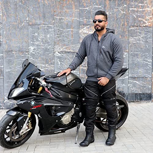 ChoCho Track Motorcycle CE Armored Motorbike Hoodie Protective Fleece Zip up Jacket Lined Black Gray (Small, Gray) - Image 3