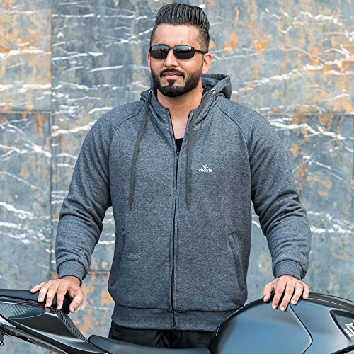 ChoCho Track Motorcycle CE Armored Motorbike Hoodie Protective Fleece Zip up Jacket Lined Black Gray (Small, Gray) - Image 5