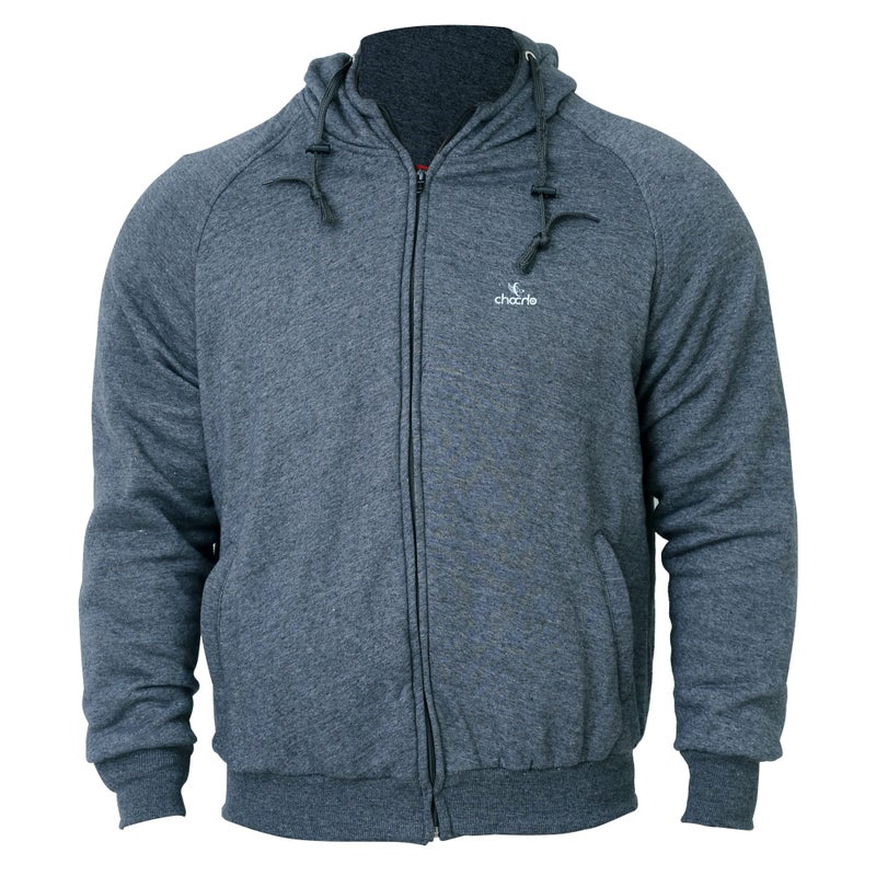 ChoCho Track Motorcycle CE Armored Motorbike Hoodie Protective Fleece Zip up Jacket Lined Black Gray (Small, Gray) - Image 2