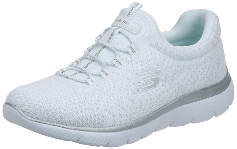 Skechers Women's Summits Sneaker, White/Silver, 11 Wide - Image 1