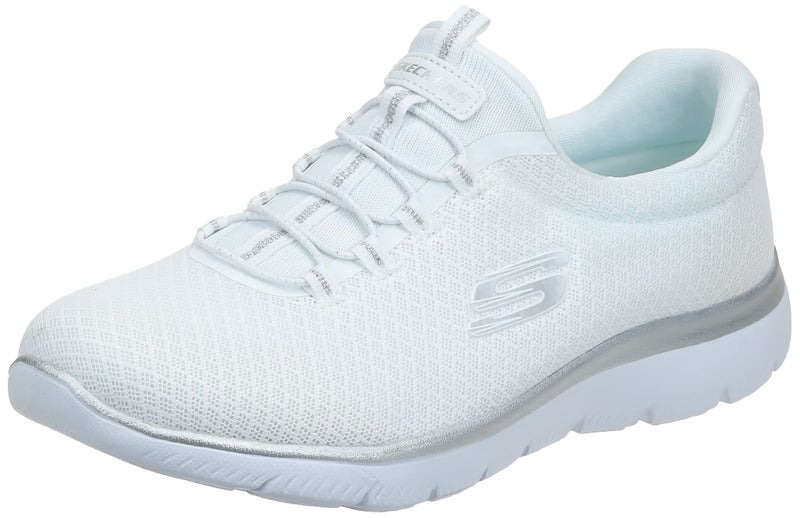 Skechers Women's Summits Sneaker, White/Silver, 11 Wide - Image 4
