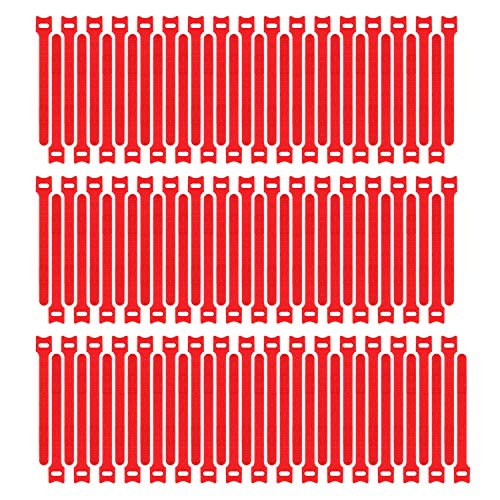 Pasow 100pcs Reusable Fastening Cable Ties Adjustable Wire Management 8 Inch (Red) - Image 1