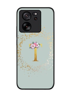Stylizedd Case for Xiaomi 13T / Xiaomi 13T Pro, Slim fit Flexible Cover - Custom Monogram Initial Letter Floral Pattern Alphabet - T (Light Grey)  - Image 1