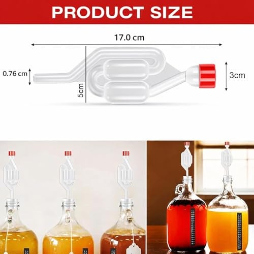 Nasmodo S-Shape Fermentation Airlock for Home Brewing Plastic Bubbler with Dust Cap for Wine Making, Beer, Kombucha & Kimchi Airlock Fermentation Tube for Wine Making kit(L17cm x W 3cm, H-0.76cm 1Pcs) - Image 4