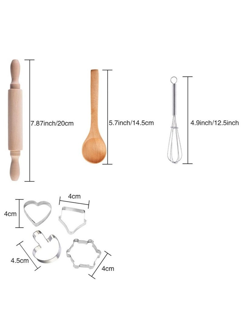 مجموعة أدوات مطبخ للأطفال مكونة من 11 قطعة مع مريلة وقبعة طاهٍ، زي طاهٍ للأطفال، مجموعة ألعاب تظاهرية - Image 4