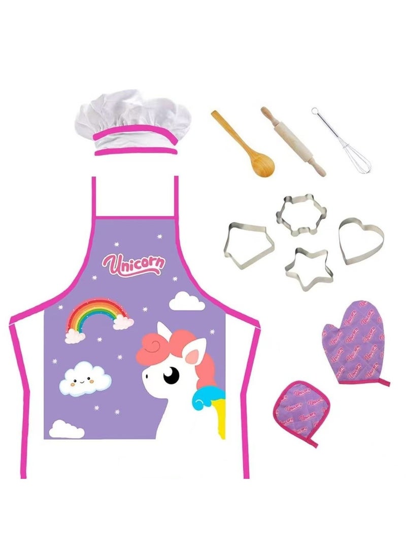 مجموعة أدوات مطبخ للأطفال مكونة من 11 قطعة مع مريلة وقبعة طاهٍ، زي طاهٍ للأطفال، مجموعة ألعاب تظاهرية - Image 2