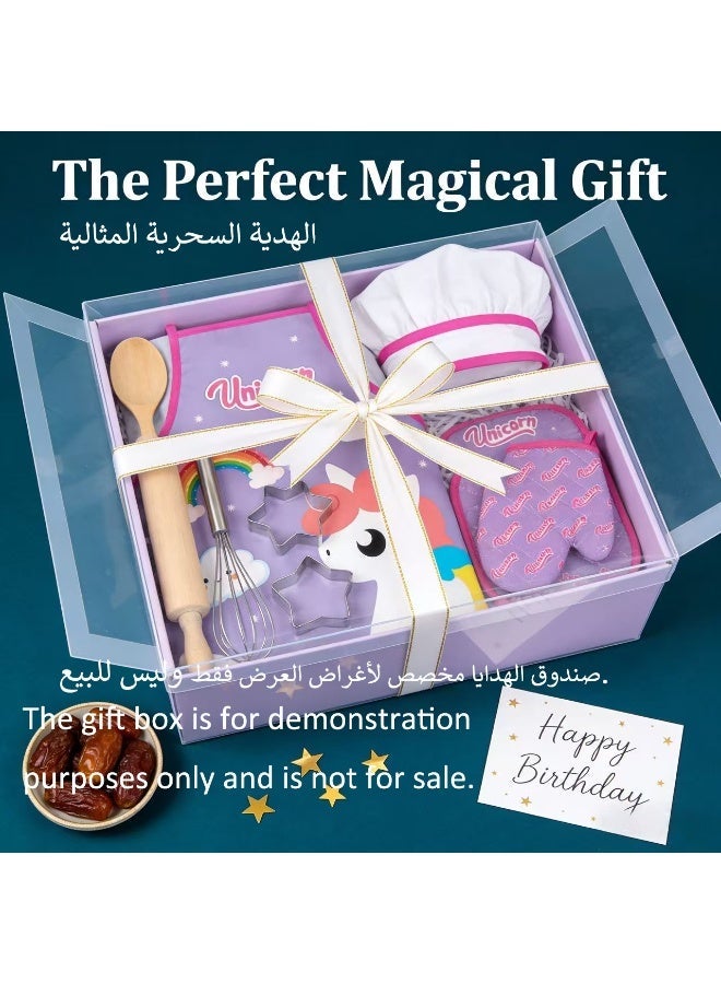 Kids Chef Role Play Set – 11PCS Unicorn Apron & Chef Hat, Pretend Play Kitchen Toys for Girls, Complete Cooking Gift for Birthday Ramadan Eid Christmas - Image 5
