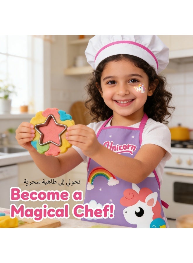 Kids Chef Role Play Set – 11PCS Unicorn Apron & Chef Hat, Pretend Play Kitchen Toys for Girls, Complete Cooking Gift for Birthday Ramadan Eid Christmas - Image 1