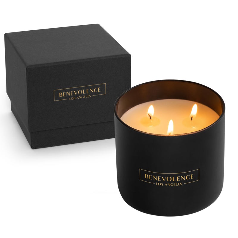 Benevolence LA 3 Wick Candle Rose Sandalwood Large Scented Candle Soy Candles Gifts for Women and Men Home Fragrance Aromatherapy Bathroom Freshener 145 Oz 45 Hour Burn