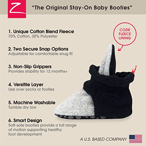 Zutano Unisex Fleece Baby Booties with Organic Cotton Lining, Newborn Essentials, Black/Gray Heather, 3 Months - Image 3