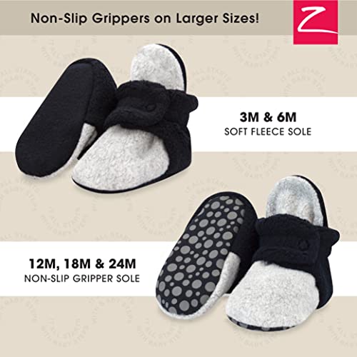 Zutano Unisex Fleece Baby Booties with Organic Cotton Lining, Newborn Essentials, Black/Gray Heather, 3 Months - Image 2