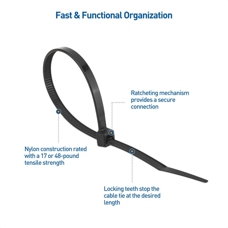 كابل ماترز - 140 حزمة من ربطات الكابلات للاستخدام الداخلي والخارجي، 6 ربطات عنق نايلون ذاتية الغلق مقاس 12 بوصة، مقاسات متنوعة، ربطات سلكية، لفافات ربط للاستخدام المتعدد، سحابات ذاتية الغلق باللونين الأسود والأبيض - Image 4