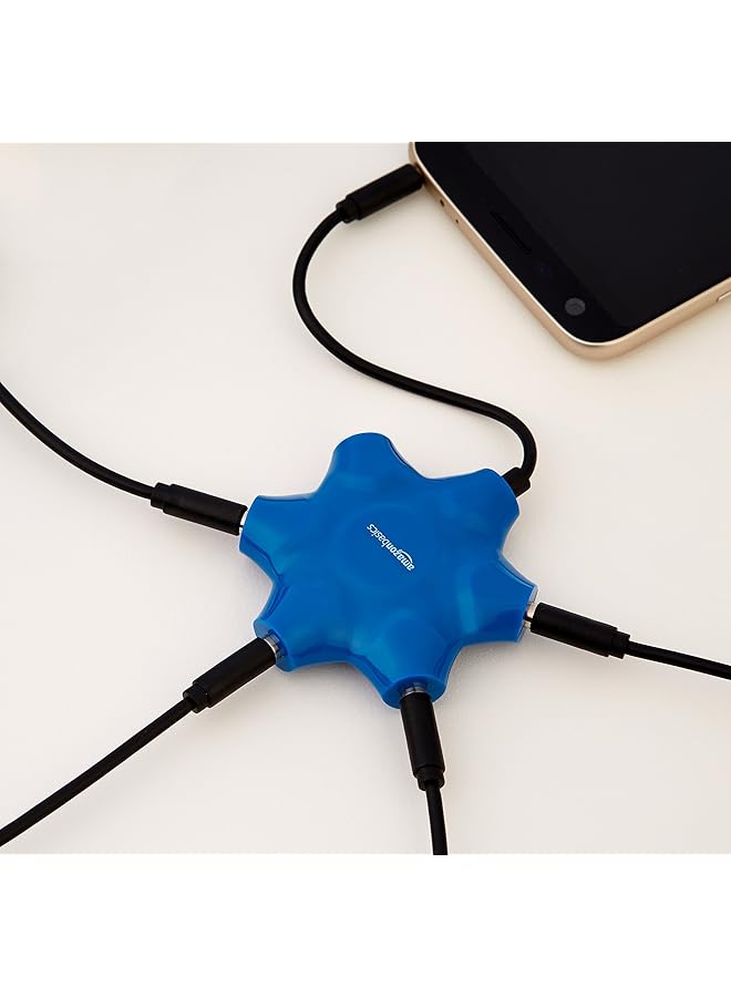 erorex 5 Way Multi Headphone Audio Splitter Connector Blue - Image 4