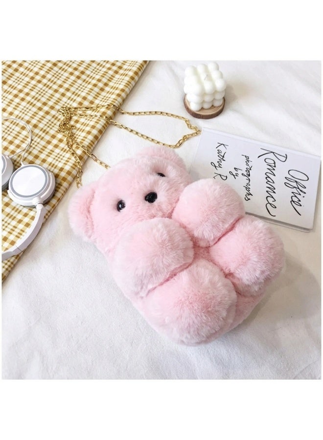 Cute Fluffy Shoulder & Crossbody Bag for Girls and Kids – Soft Chain Strap Design, Size 29×21 cm - Image 2