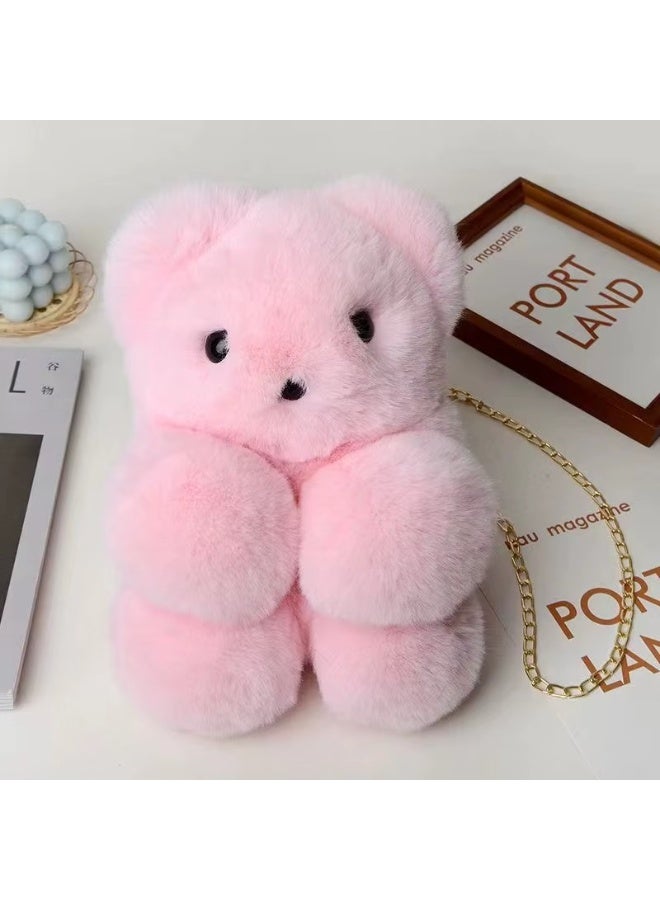 Cute Fluffy Shoulder & Crossbody Bag for Girls and Kids – Soft Chain Strap Design, Size 29×21 cm - Image 4